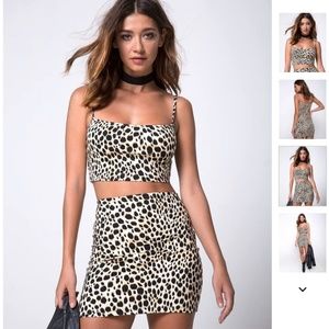 Cheetah Crop Top + Skirt Set